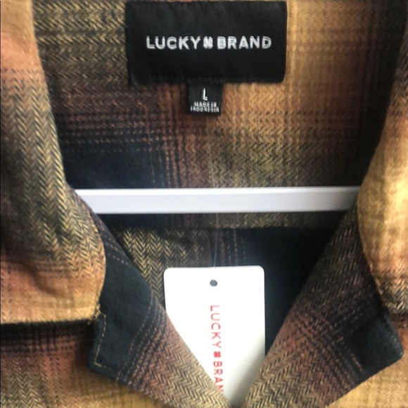 Lucky Brand Plaid Shirt Jacket - Black and Tan - Picture 2 of 6